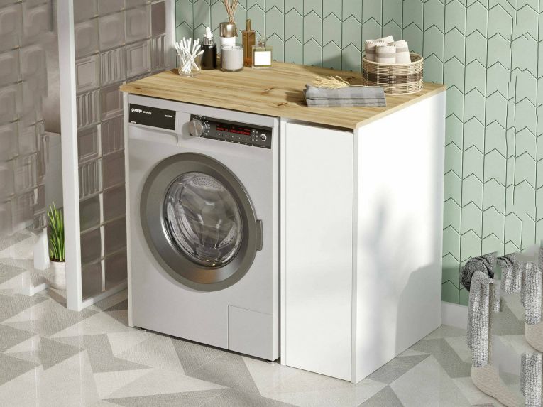 Armadio noce e bianco mobile lavatrice 93x88h cm - Axel