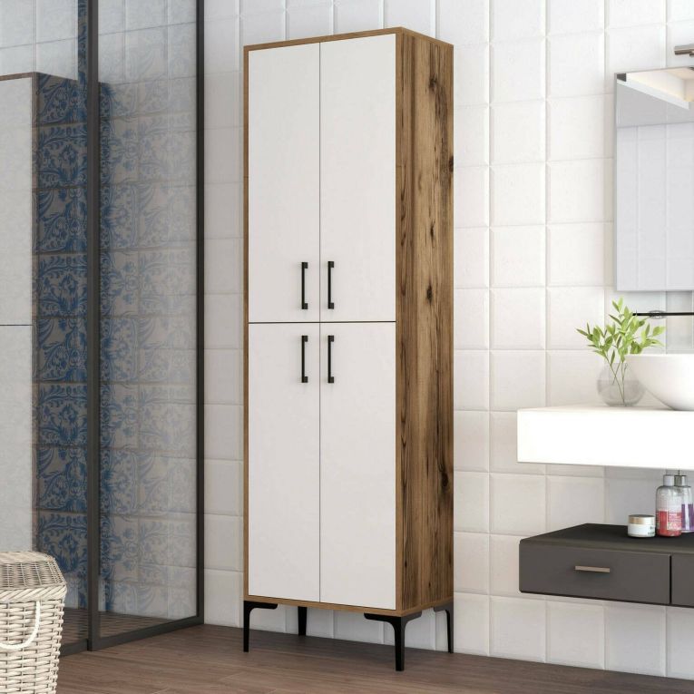 Armadio noce e bianco salvaspazio 60x200h cm - Amata