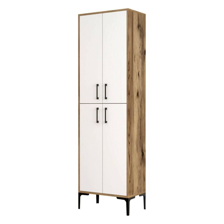 Armadio noce e bianco salvaspazio 60x200h cm - Amata
