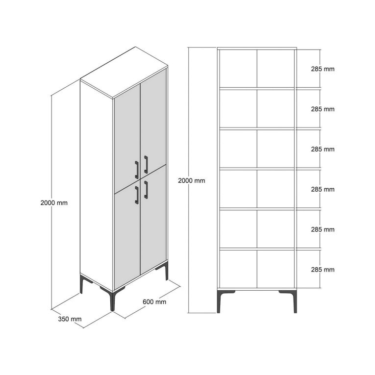 Armadio noce e bianco salvaspazio 60x200h cm - Amata