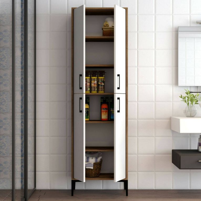Armadio noce e bianco salvaspazio 60x200h cm - Amata