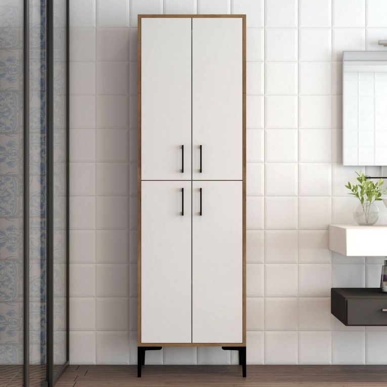 Armadio noce e bianco salvaspazio 60x200h cm - Amata