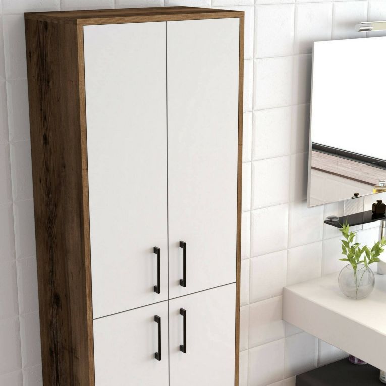 Armadio noce e bianco salvaspazio 60x200h cm - Amata