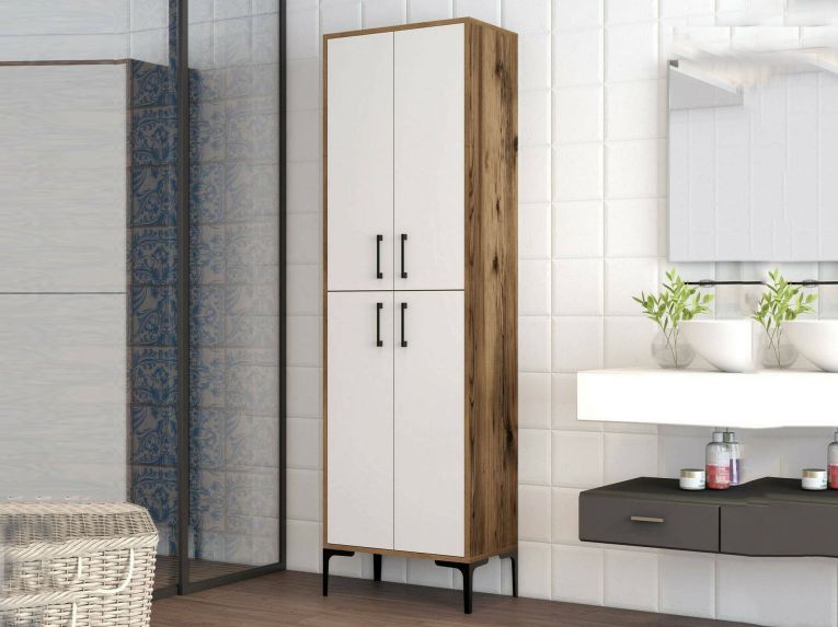 Armadio noce e bianco salvaspazio 60x200h cm - Amata