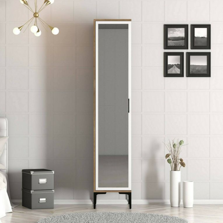 Armadio noce e bianco slim 40x201h cm - Asfodelo