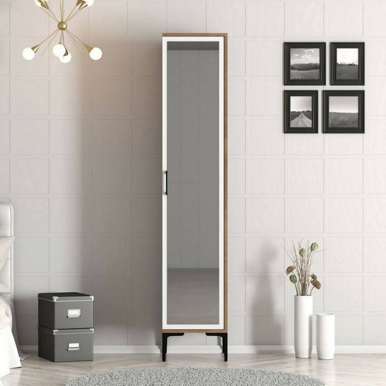 Armadio noce e bianco slim 40x201h cm - Asfodelo