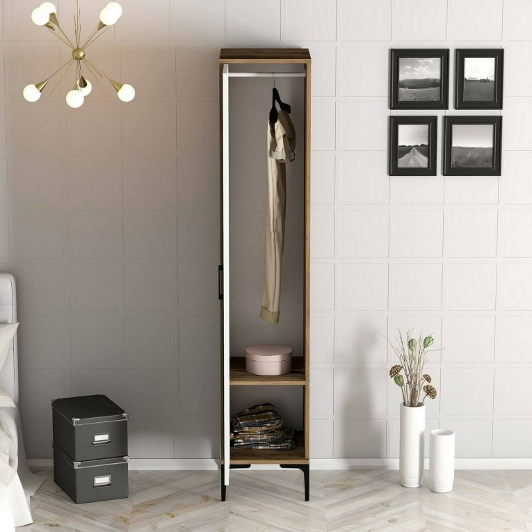 Armadio noce e bianco slim 40x201h cm - Asfodelo