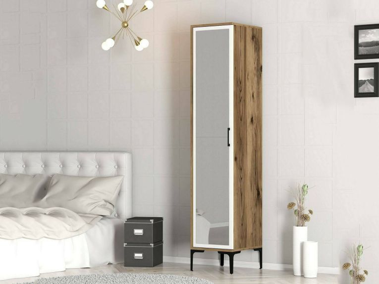 Armadio noce e bianco slim 40x201h cm - Asfodelo