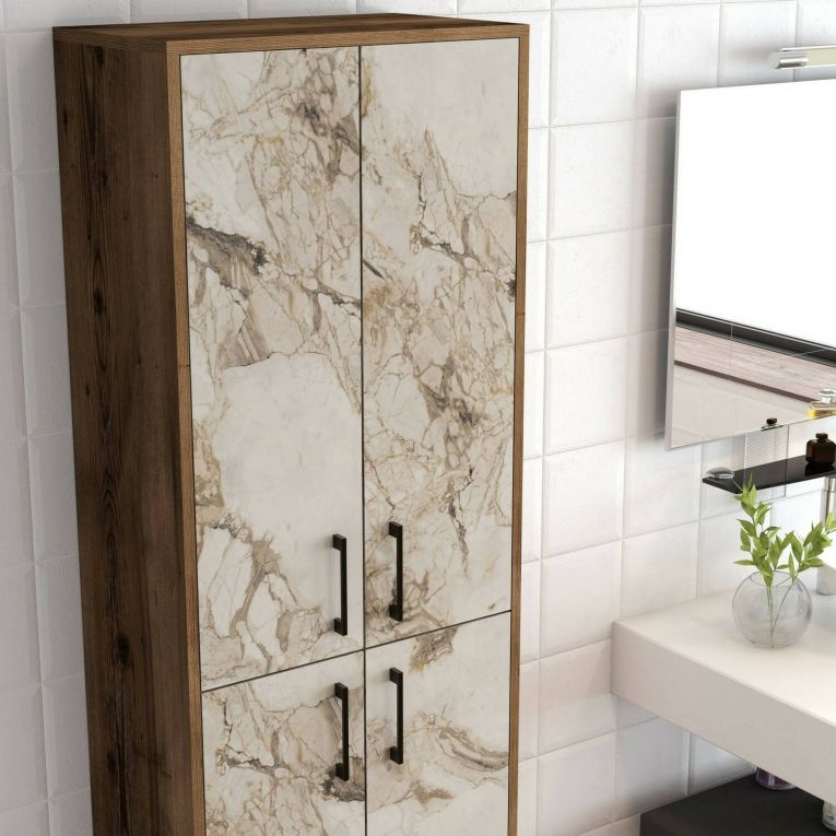 Armadio noce e marmo salvaspazio 60x200h cm - Amata