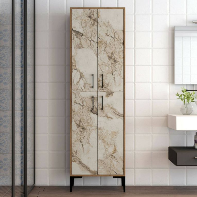 Armadio noce e marmo salvaspazio 60x200h cm - Amata