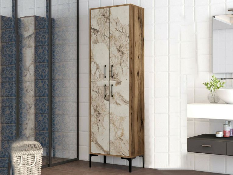 Armadio noce e marmo salvaspazio 60x200h cm - Amata