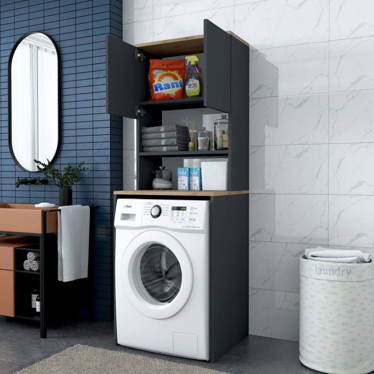 Armadio noce e nero multiuso 65x183h cm - Fiamma