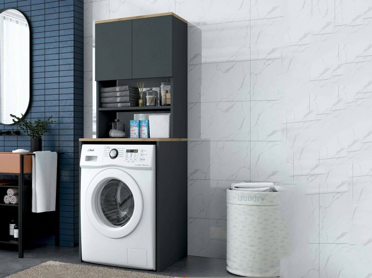Armadio noce e nero multiuso 65x183h cm - Fiamma