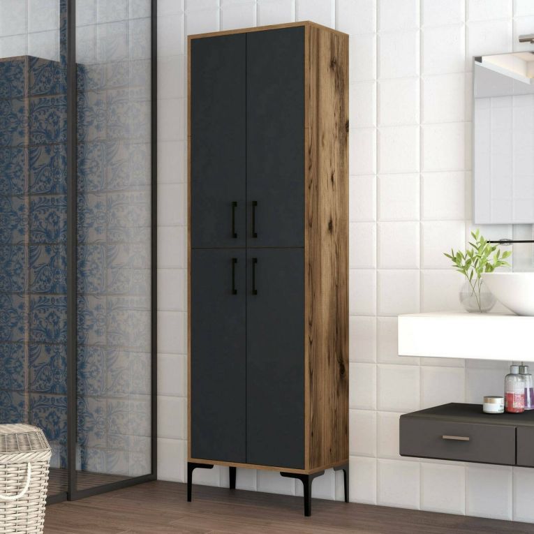 Armadio noce e nero salvaspazio 60x200h cm - Amata