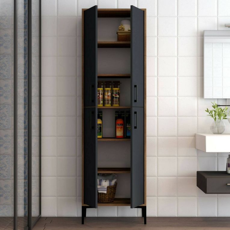 Armadio noce e nero salvaspazio 60x200h cm - Amata