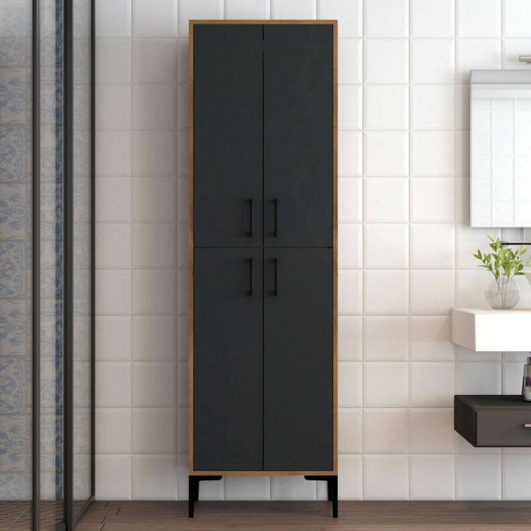 Armadio noce e nero salvaspazio 60x200h cm - Amata