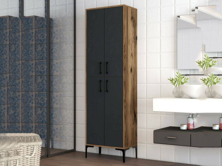 Armadio noce e nero salvaspazio 60x200h cm - Amata