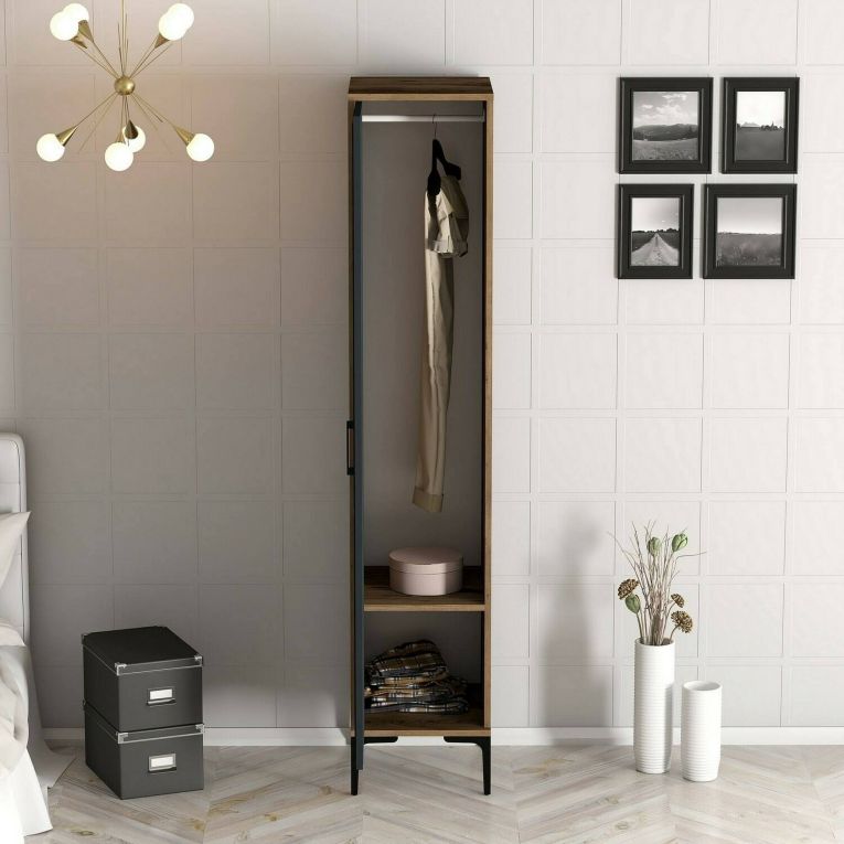 Armadio noce e nero slim 40x201h cm - Asfodelo