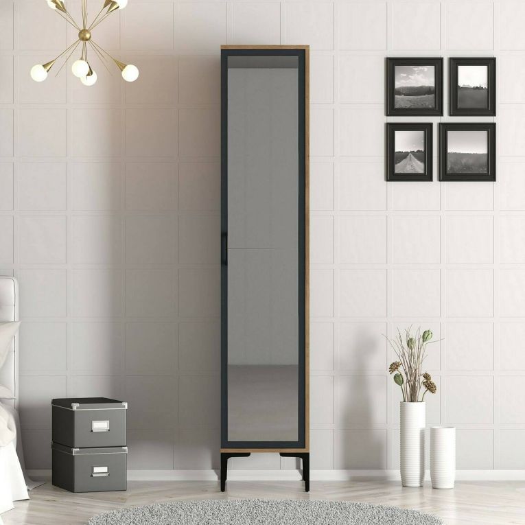 Armadio noce e nero slim 40x201h cm - Asfodelo
