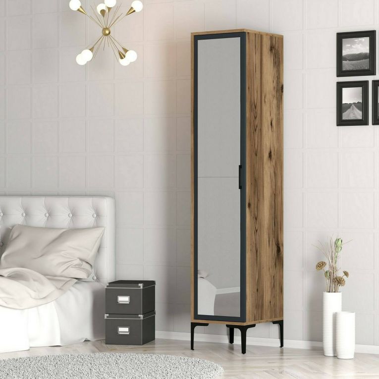 Armadio noce e nero slim 40x201h cm - Asfodelo