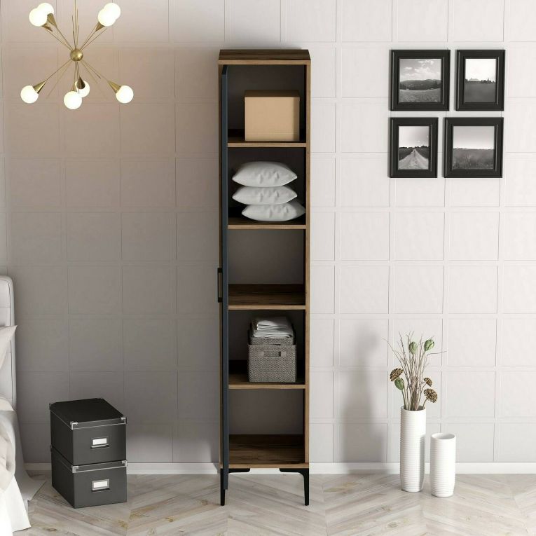 Armadio noce e nero slim 40x201h cm - Asfodelo