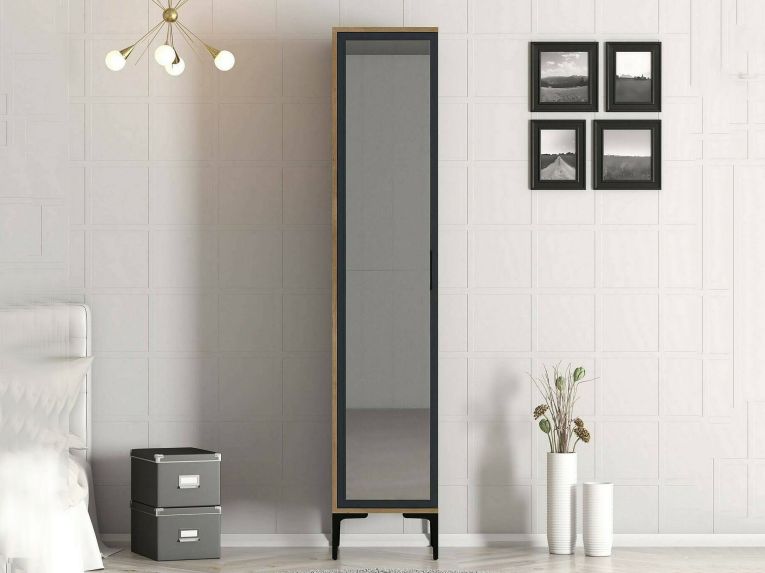 Armadio noce e nero slim 40x201h cm - Asfodelo