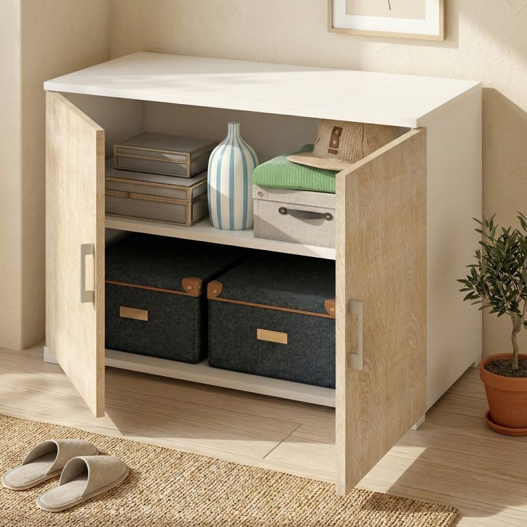 Armadio rovere e bianco 2 ante 90x66h cm - Serafinito