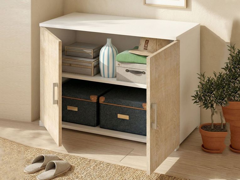 Armadio rovere e bianco 2 ante 90x66h cm - Serafinito