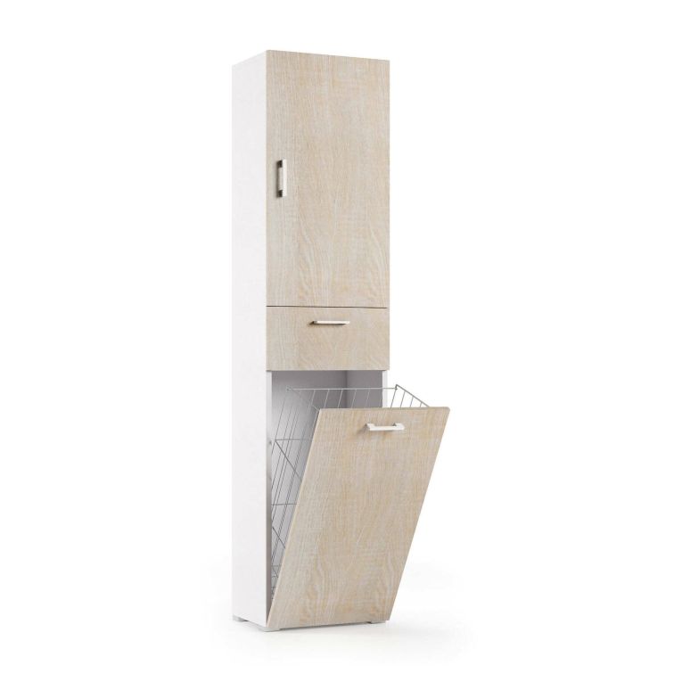 Armadio rovere e bianco con cassetto 45x195h cm - Aryanne