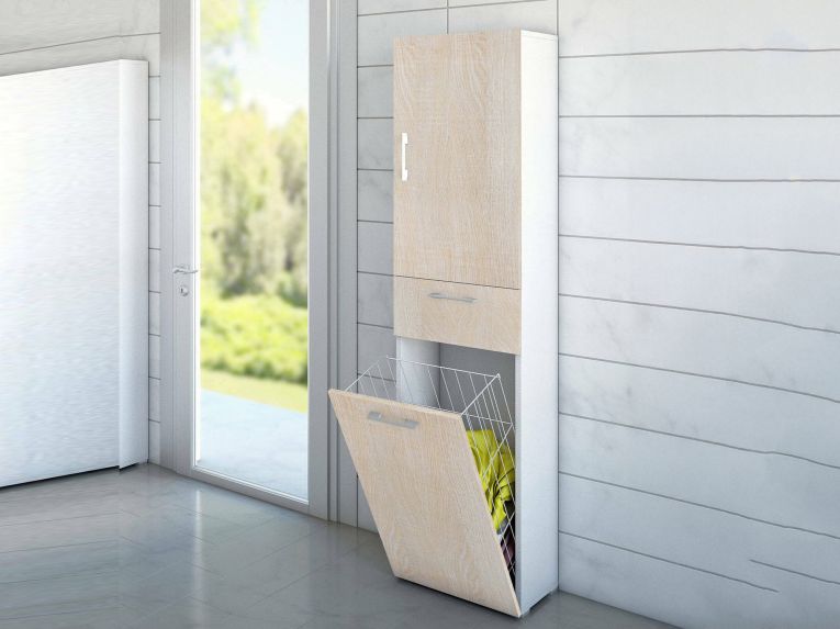Armadio rovere e bianco con cassetto 45x195h cm - Aryanne