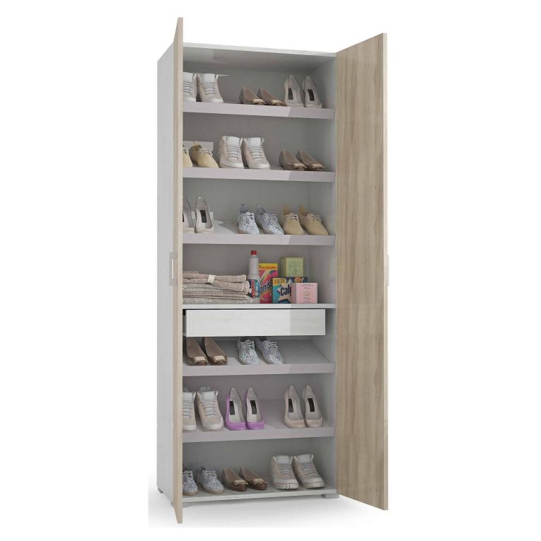 Armadio rovere e bianco con cassetto 72x195h cm - Angy