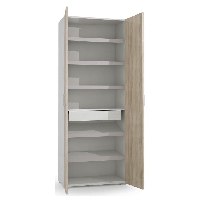 Armadio rovere e bianco con cassetto 72x195h cm - Angy