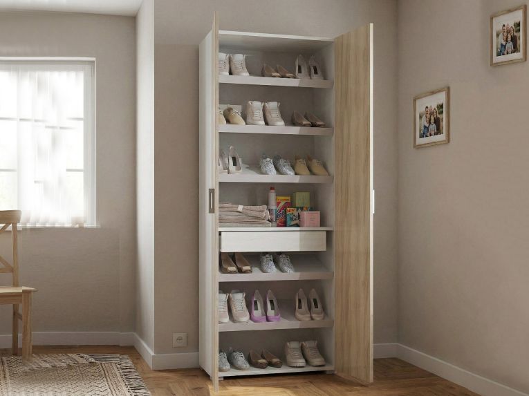 Armadio rovere e bianco con cassetto 72x195h cm - Angy