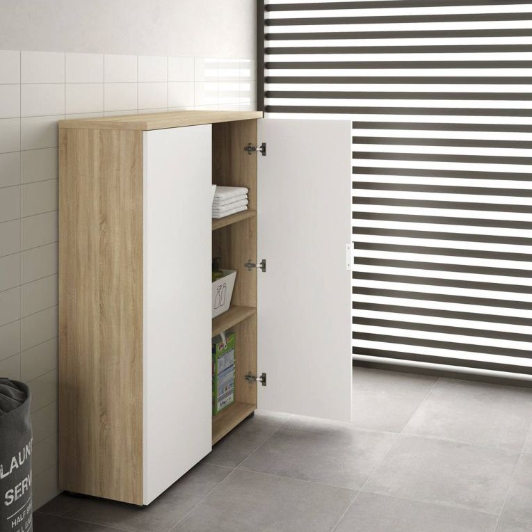 Armadio rovere e bianco salvaspazio 80x119h cm - Dionisio