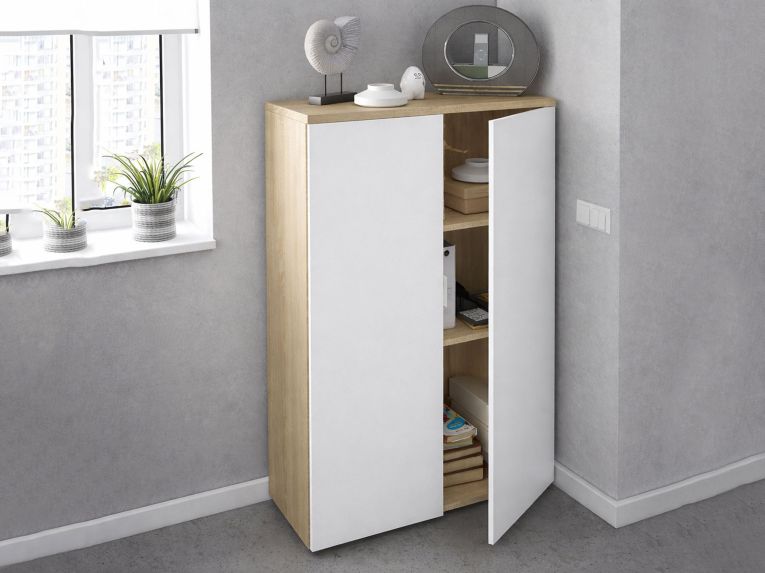 Armadio rovere e bianco salvaspazio 80x119h cm - Dionisio