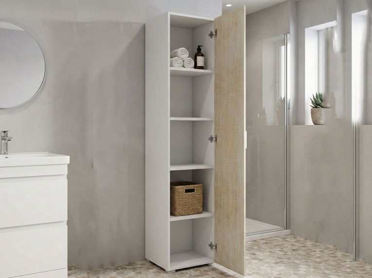 Armadio rovere e bianco stretto 45x195h cm - Aloise