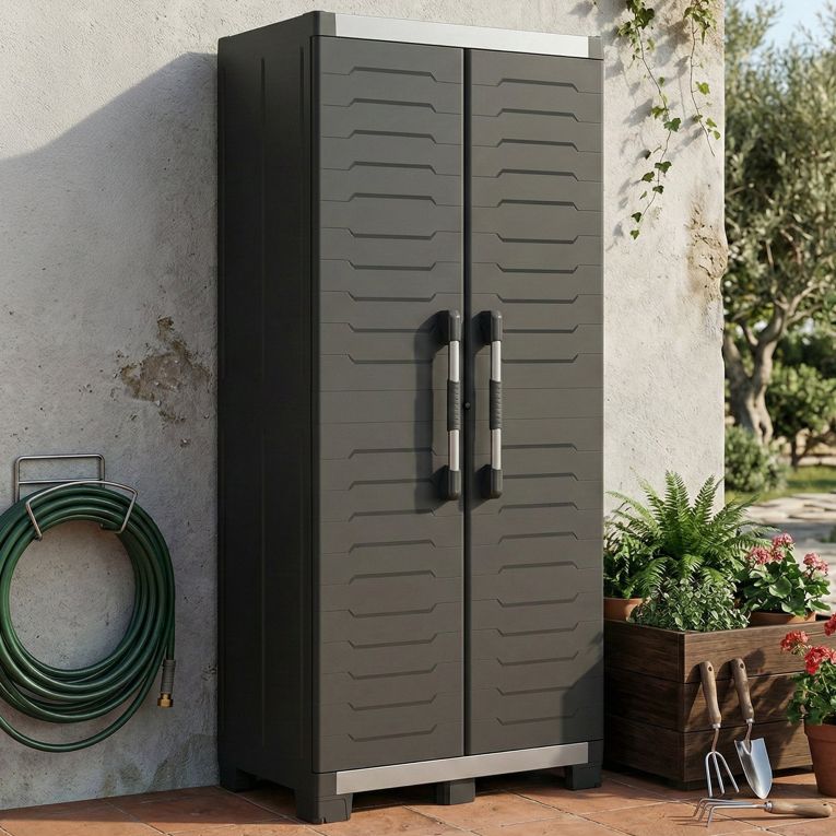 Armadio terrazzo 2 ante nero 89x188h cm - Brandon