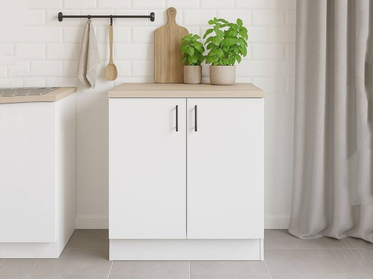 Base sottolavello 2 ante 80x90h cm bianco e rovere - Nolia