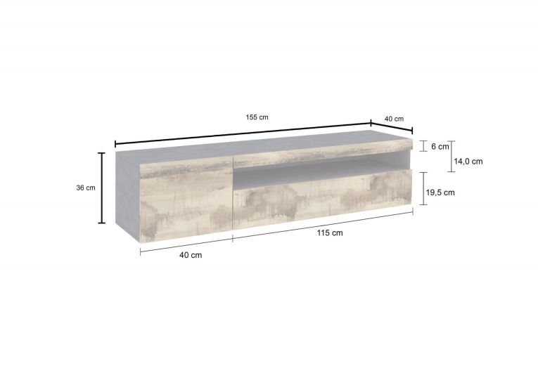 Base TV acero e ardesia 150x40x37h cm 2 ante - Aquilo