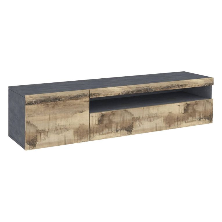 Base TV acero e ardesia 150x40x37h cm 2 ante - Aquilo