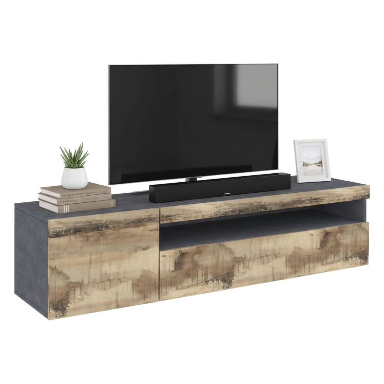 Base TV acero e ardesia 150x40x37h cm - Aquilo