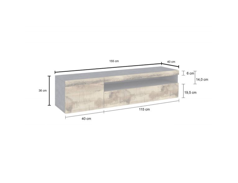 Base TV acero e ardesia 150x40x37h cm - Aquilo