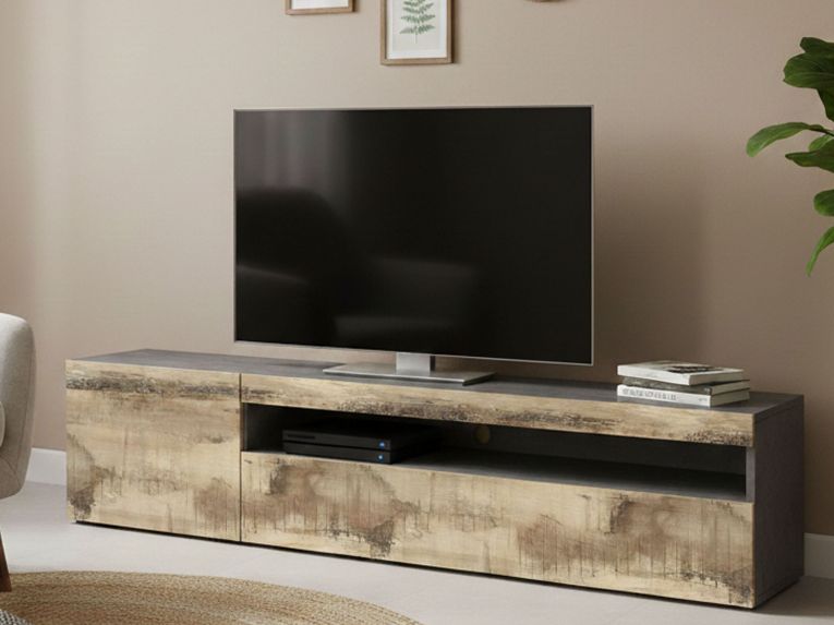 Base TV acero e ardesia 150x40x37h cm - Aquilo