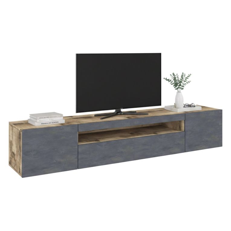Base TV acero e ardesia 200x40x37h cm 3 ante - Amore