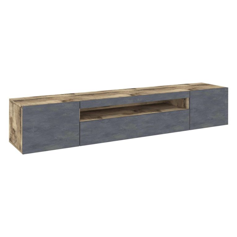 Base TV acero e ardesia 200x40x37h cm 3 ante - Amore
