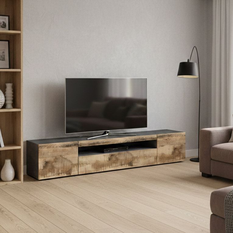Base TV acero e ardesia 200x40x37h cm 3 ante - Artropodi