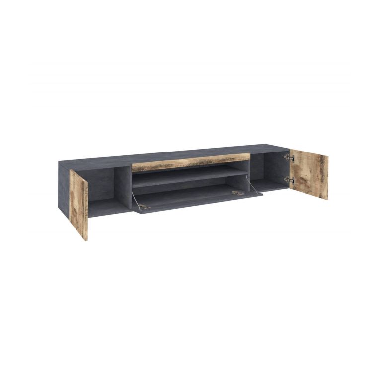 Base TV acero e ardesia 200x40x37h cm 3 ante - Artropodi