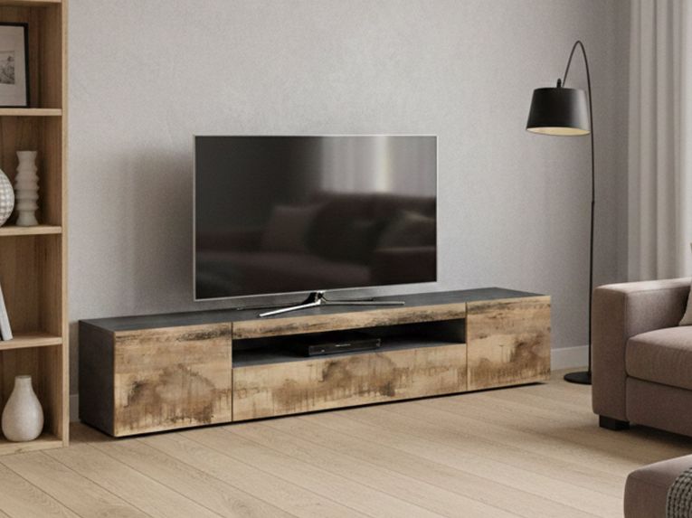 Base TV acero e ardesia 200x40x37h cm 3 ante - Artropodi