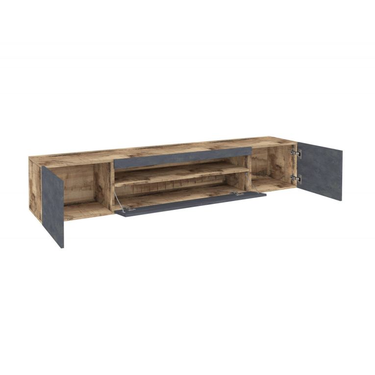 Base TV acero e ardesia 200x40x37h cm 3 ante in legno - Amore