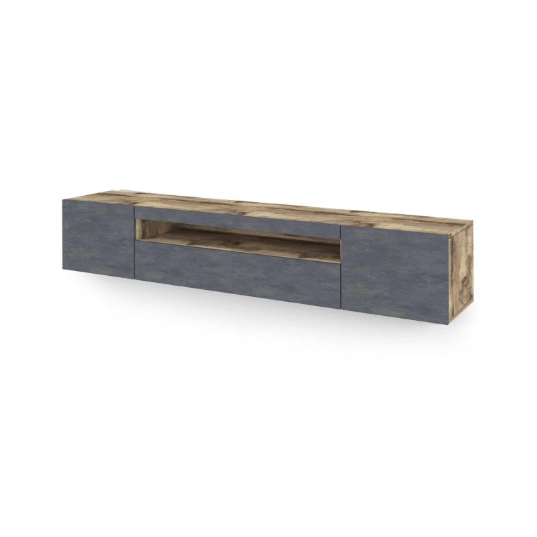 Base TV acero e ardesia 200x40x37h cm 3 ante in legno - Amore